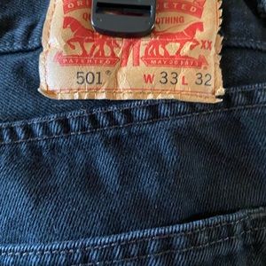Black 501 Button Fly Mens Jeans